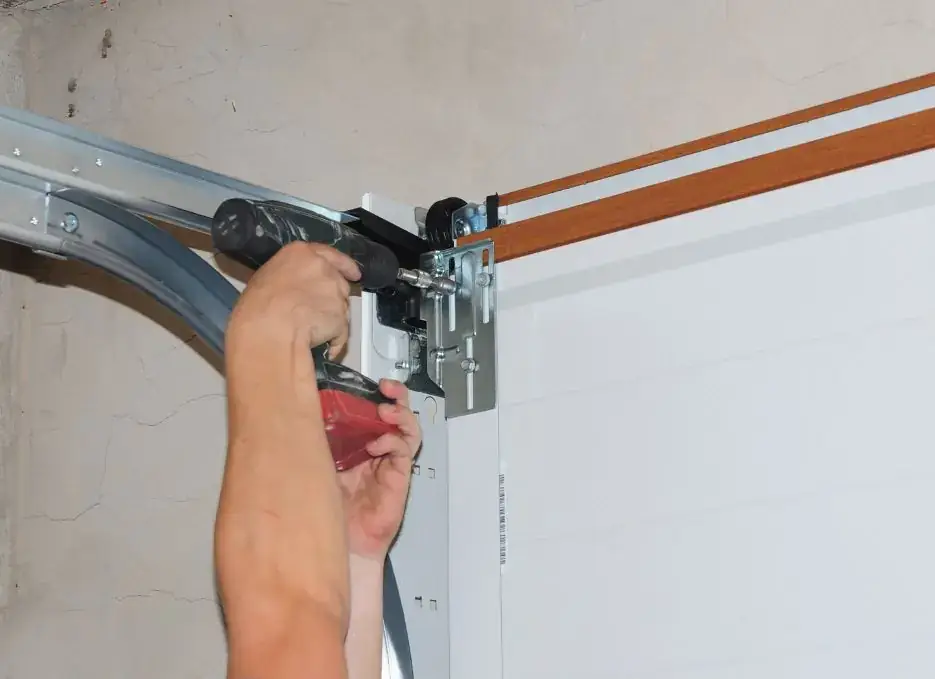 Garage door repair in progress